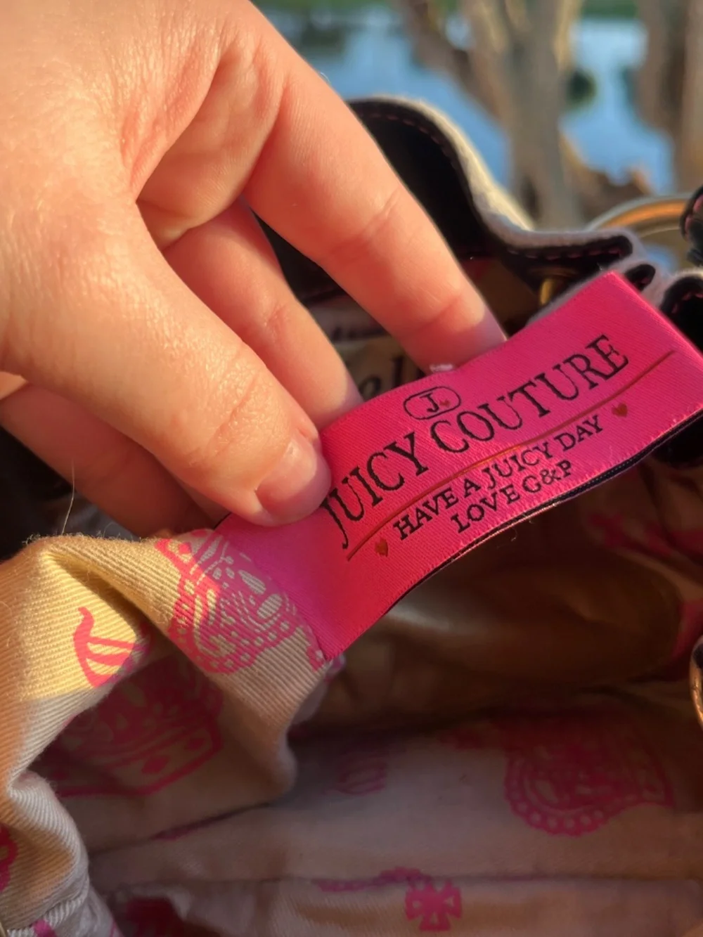 ULTRA RARE VINTAGE Y2K JUICY COUTURE BABY FLUFFY VELOUR BAG GREY PINK